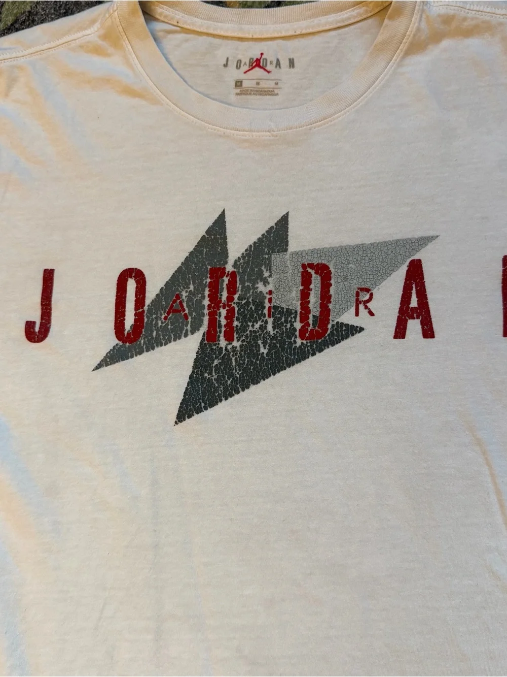 Air Jordan M White Tee Shirt Distressed Basketball Cotton